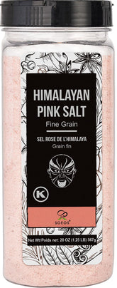 Soeos Himalayan Salt fine-grain packaging—easy to store and pour.