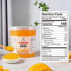 Soeos Mango Popping Boba resealable jar keeps pearls fresh between uses.