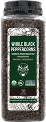 Soeos Organic Black Peppercorns 18oz packshot showcases premium whole peppercorns for freshness