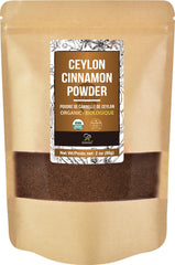 Soeos Organic Ceylon Cinnamon Powder jar showcases premium spice for baking and beverages