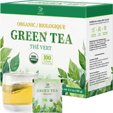 Soeos Organic Green Tea bags in packaging, ideal for convenient daily brewing.