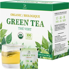 Soeos Organic Green Tea bags in packaging, ideal for convenient daily brewing.