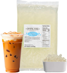 Soeos Original Flavored Crystal Boba pack closeup showing ready-to-use pearls.