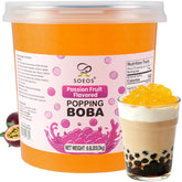 Soeos Passion Fruit Popping Boba jar front, ideal for premium drinks