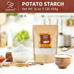 Soeos Potato Starch baking binder enhances moisture in gluten-free treats.