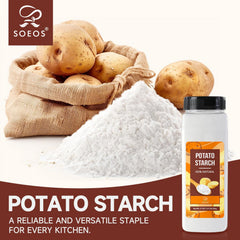 Soeos potato starch coating crisp shows light, golden crusts for frying and tempura.