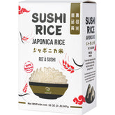 Soeos Sushi Rice pack front with gluten-free label, ideal for sushi and bowls.