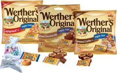 Packaging for Soko Smiles Werther's Original Sugar Free candy, ideal for gifting and desk display.