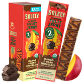 SOLELY Organic Mango Chocolate Drizzle Jerky Pack with simple ingredients for clean snacking.