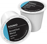 Solimo Breakfast Blend coffee pods in a box, ready for your morning routine.