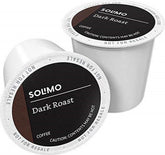 Solimo dark roast coffee pods pack for home use, convenient 100-count supply.