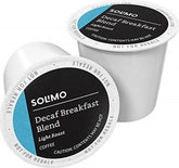Solimo Decaf Breakfast Blend pods in a box, ready for busy mornings.