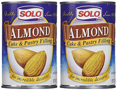 Solo Almond Cake and Pastry Filling label closeup, supports easy dessert prep