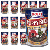 SOLO Poppy Seed Filling front label highlights gluten-free status and ready-to-use convenience.