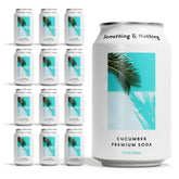 Something & Nothing cucumber sparkling water can, refreshing vegan low-calorie option.
