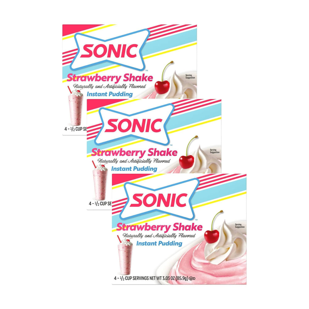 Sonic The Hedgehog instant pudding strawberry shake front view ready to serve
