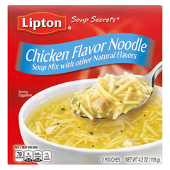 SOUP SECRETS Lipton Chicken Noodle Soup box—quick, convenient meals in minutes.