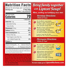 SOUP SECRETS Lipton Soup with real chicken broth and enriched noodles.