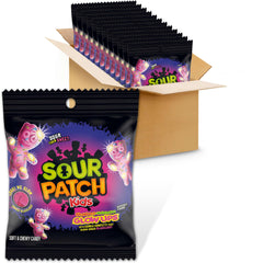 SOUR PATCH KIDS Glow Ups bag front shows bold pink packaging for on-the-go snacking.
