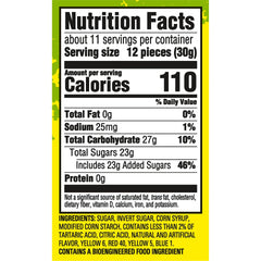 Sour Patch Kids bag back view highlighting packaging details.