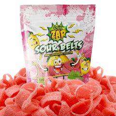 SourZap Sour Belts showing chewy texture with a light sour sugar dust
