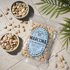 South 40 almonds on cheese board—perfect pairing with cheeses