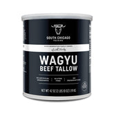 South Chicago Packing Wagyu Tallow bottle closeup for rich flavor and high-heat searing.