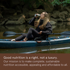 Soylent Complete Protein Shake Chocolate nutrition label close-up highlighting protein and nutrients.