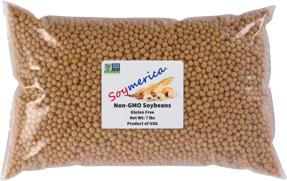 Soymerica non-GMO soybeans front package, ideal for fresh soy milk and tofu.