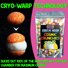 4-ounce pouch of Space Age Snacks freeze-dried candy for snacking.