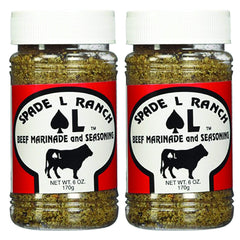 Spade L Ranch beef marinade bottle enhances tri-tip flavor for grilling and roasting.