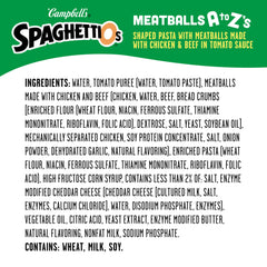 SpaghettiOs meatballs in tomato sauce on a plate for a tasty meal.
