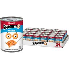 SpaghettiOs Original canned pasta in a 15.8 oz can for quick family meals.