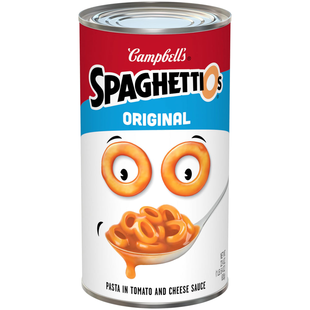 SpaghettiOs Original canned pasta in a 22.4 oz can for quick family meals.