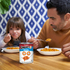 SpaghettiOs Original pasta with vegetable content note for easy nutrition at a glance