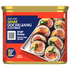 SPAM Gochujang flavored pantry display highlighting shelf-stable convenience.