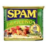 SPAM Jalapeno can front view, pantry staple ready for quick meals.