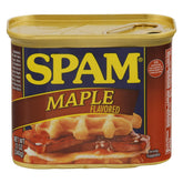 SPAM Maple can front view, ideal for quick breakfasts and meals.