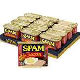 SPAM Real Hormel Bacon 12oz pack, fully cooked for quick meals.