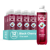 Sparkling Ice Black Cherry bottle shows zero sugar and five calories per serving.
