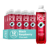 Sparkling Ice Black Raspberry bottle highlighting zero sugar and flavor