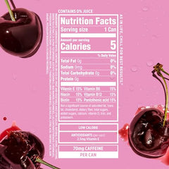 Sparkling Ice Caffeine Cherry Vanilla can side view highlights 70 mg caffeine