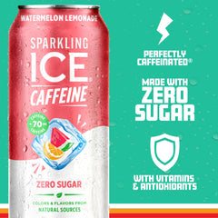 Sparkling Ice Caffeine Watermelon Lemonade in a fridge display, cooling before a busy day