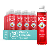 Sparkling Ice Cherry Limeade bottle front with zero sugar claim