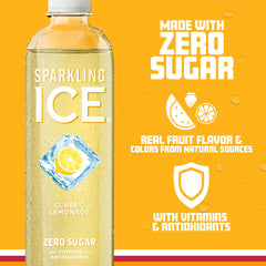12-pack of Sparkling Ice Classic Lemonade 17 oz bottles for convenience.