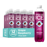 Sparkling Ice Grape Raspberry bottle with zero sugar and five calories