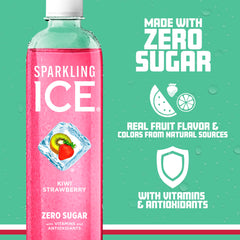 Sparkling Ice Kiwi Strawberry in a clear glass highlighting vibrant fizz