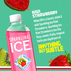 Sparkling Ice Kiwi Strawberry being poured into a glass for a crisp taste