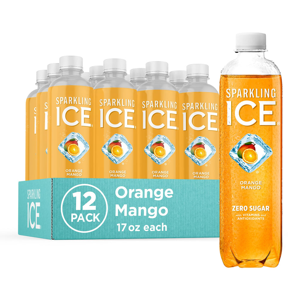 Sparkling Ice Orange Mango bottle front with sugar-free, vibrant flavor.