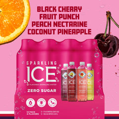 Sparkling Ice Fruit Punch pouring shot showcases bold, zero sugar hydration.